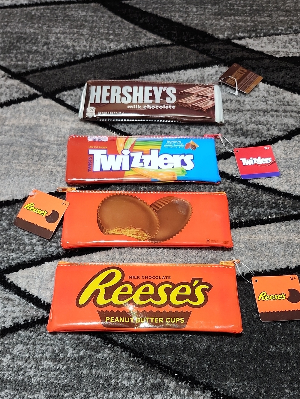 SET-OF-4 HERSHEY'S CANDY THEMED NOVELTY SMALL EVERYDAY ESSENITIALS CASES/POUCHES